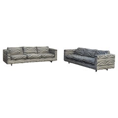 Canapés Tuxedo de la fin du 20e siècle avec tapisserie abstraite - Lot de 2