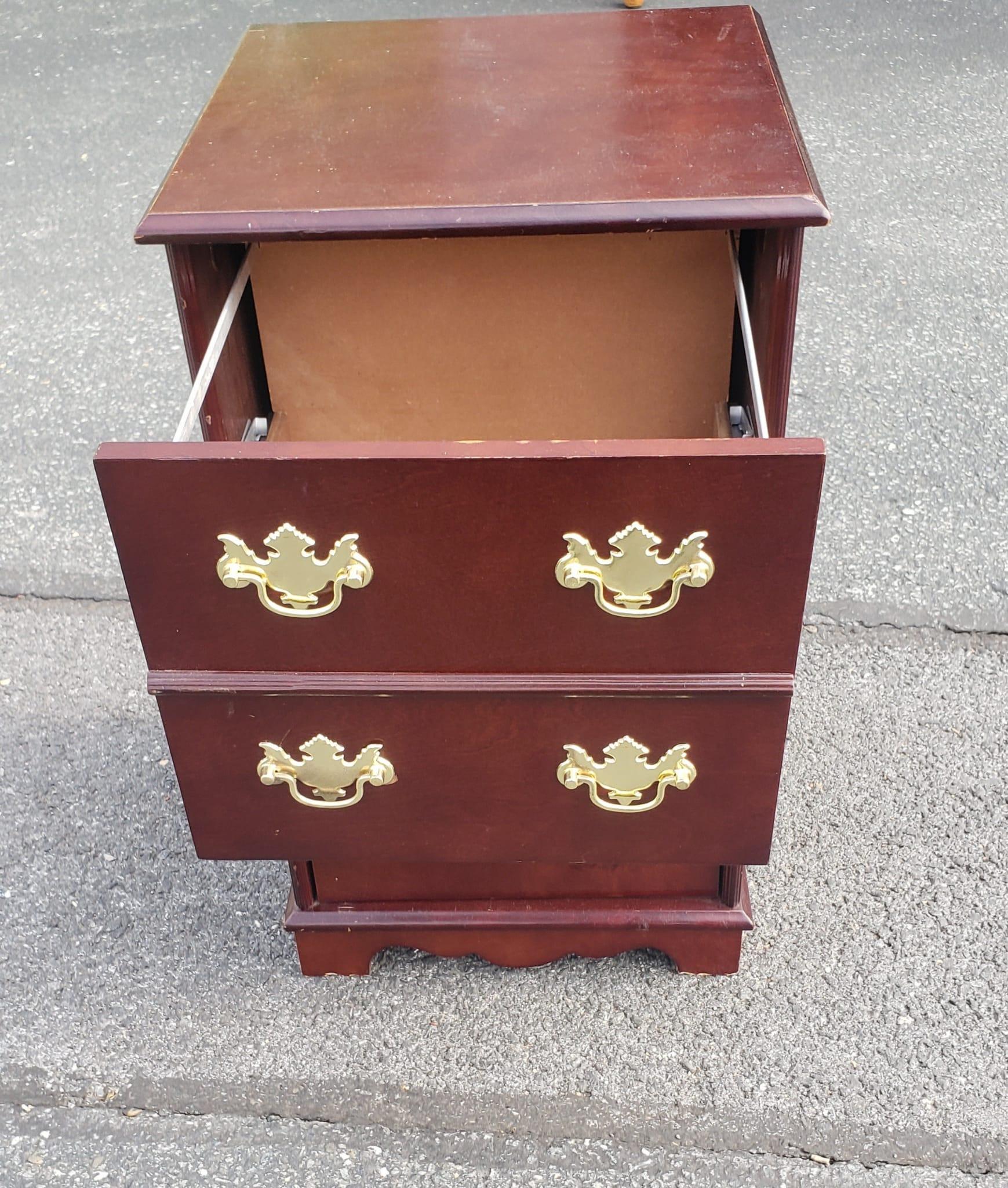 Brass Late 20th Century Two-drawer Chippendale  Mahogany Filing Cabinet For Sale