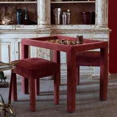 Late 20th Century Velvet Games Table with Stools