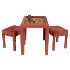 Late 20th Century Velvet Games Table with Stools