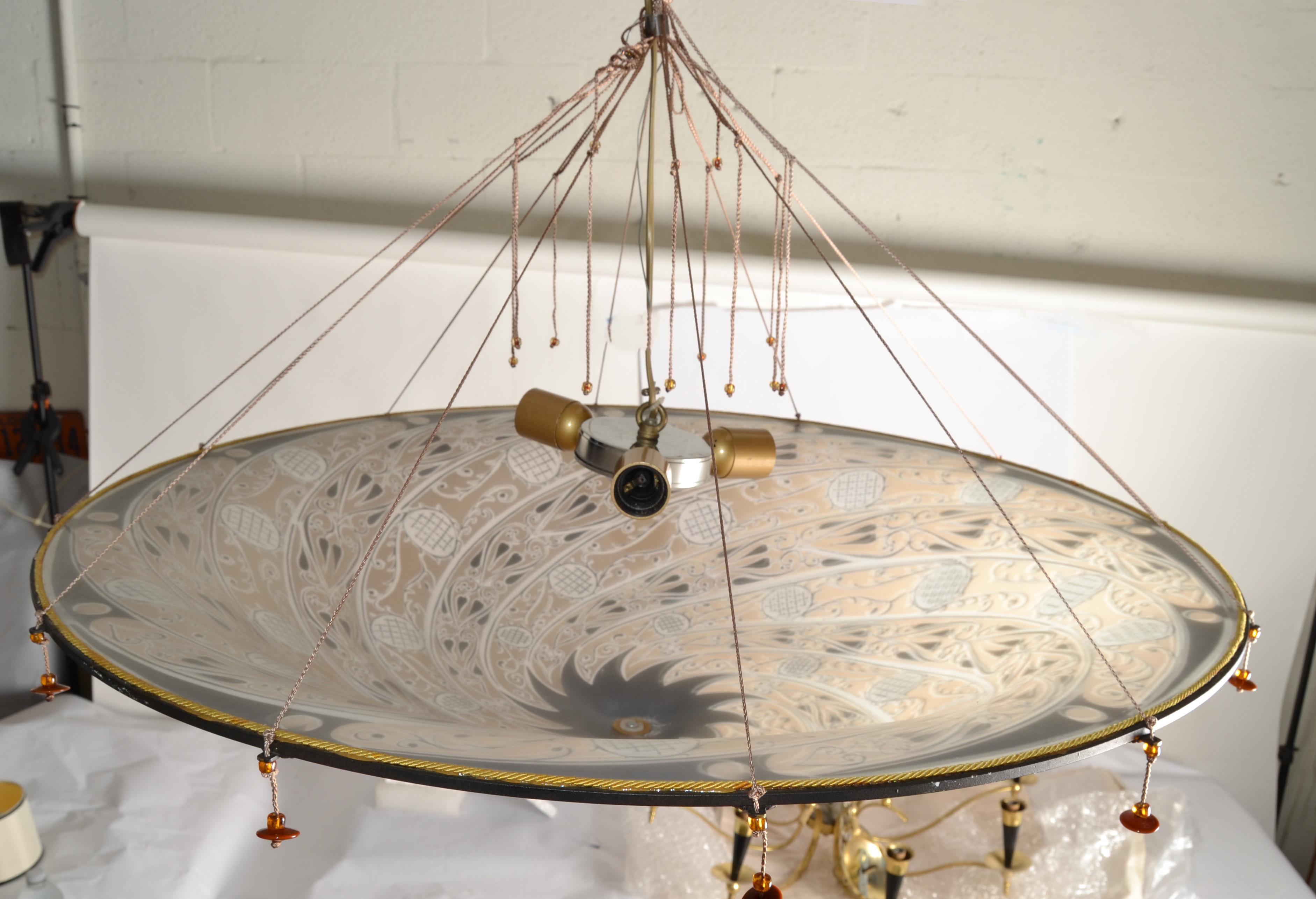 Lustre en verre d'art vénitien de la fin du 20ème siècle Fortuny Scudo Saracenco Italie en vente 2