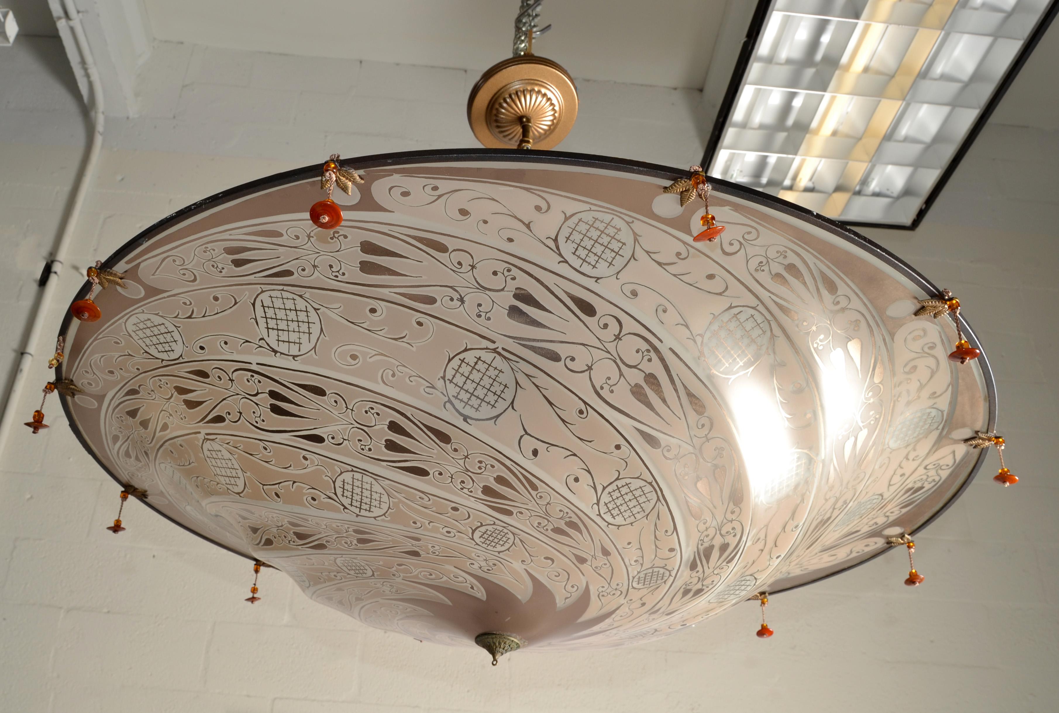 Lustre en verre d'art vénitien de la fin du 20ème siècle Fortuny Scudo Saracenco Italie en vente 3