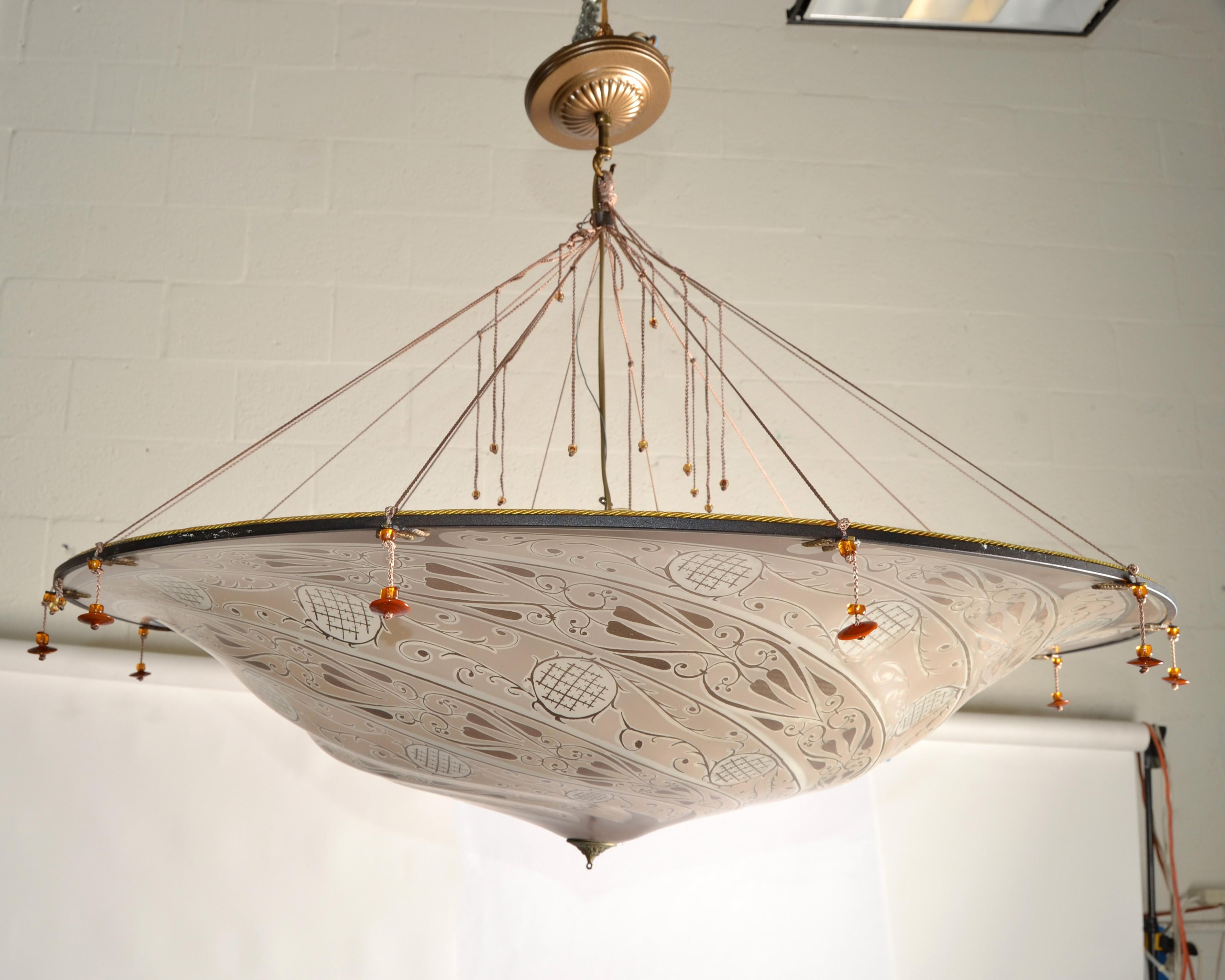 Lustre en verre d'art vénitien de la fin du 20ème siècle Fortuny Scudo Saracenco Italie en vente 4