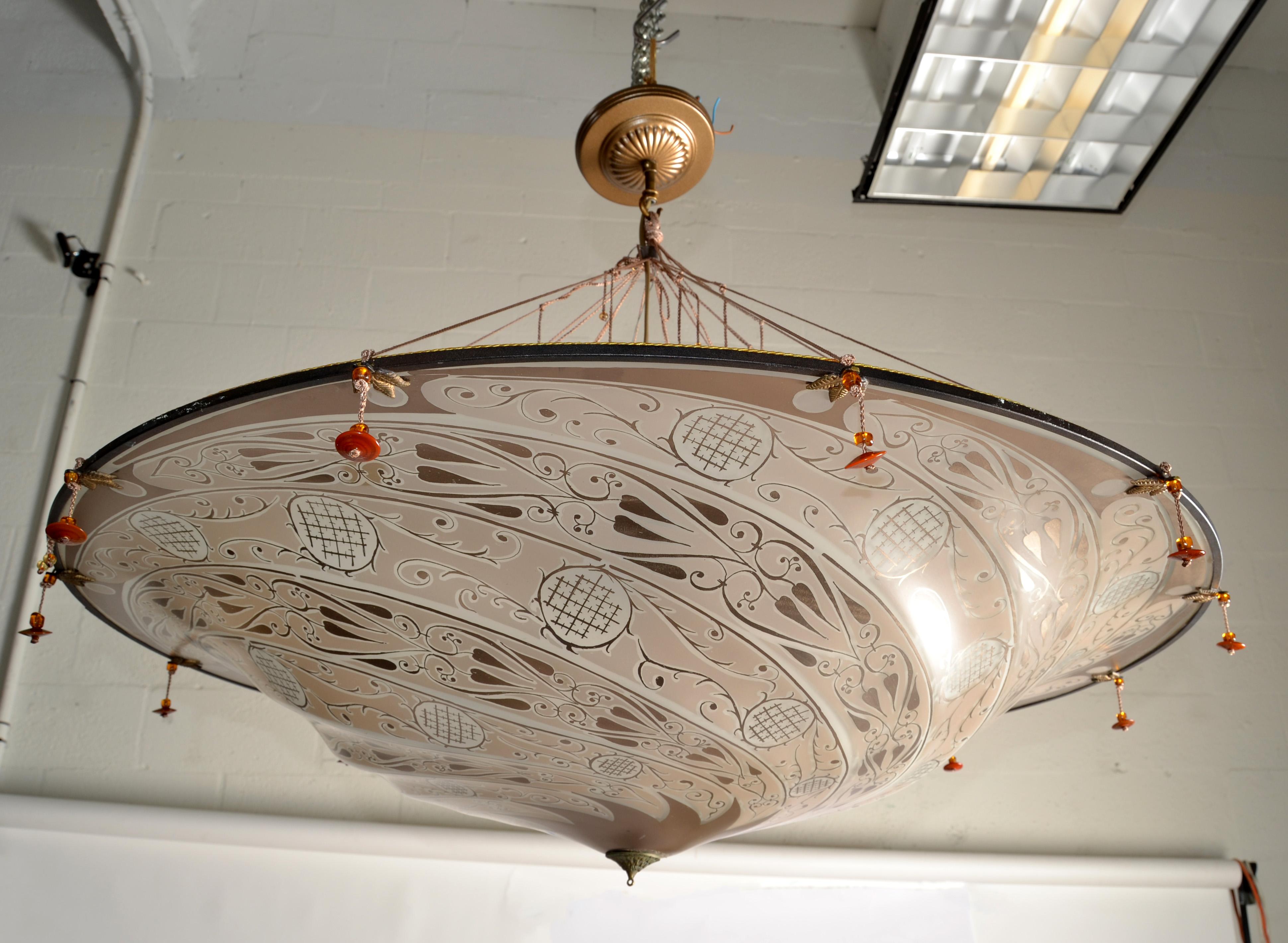 Lustre en verre d'art vénitien de la fin du 20ème siècle Fortuny Scudo Saracenco Italie en vente 5