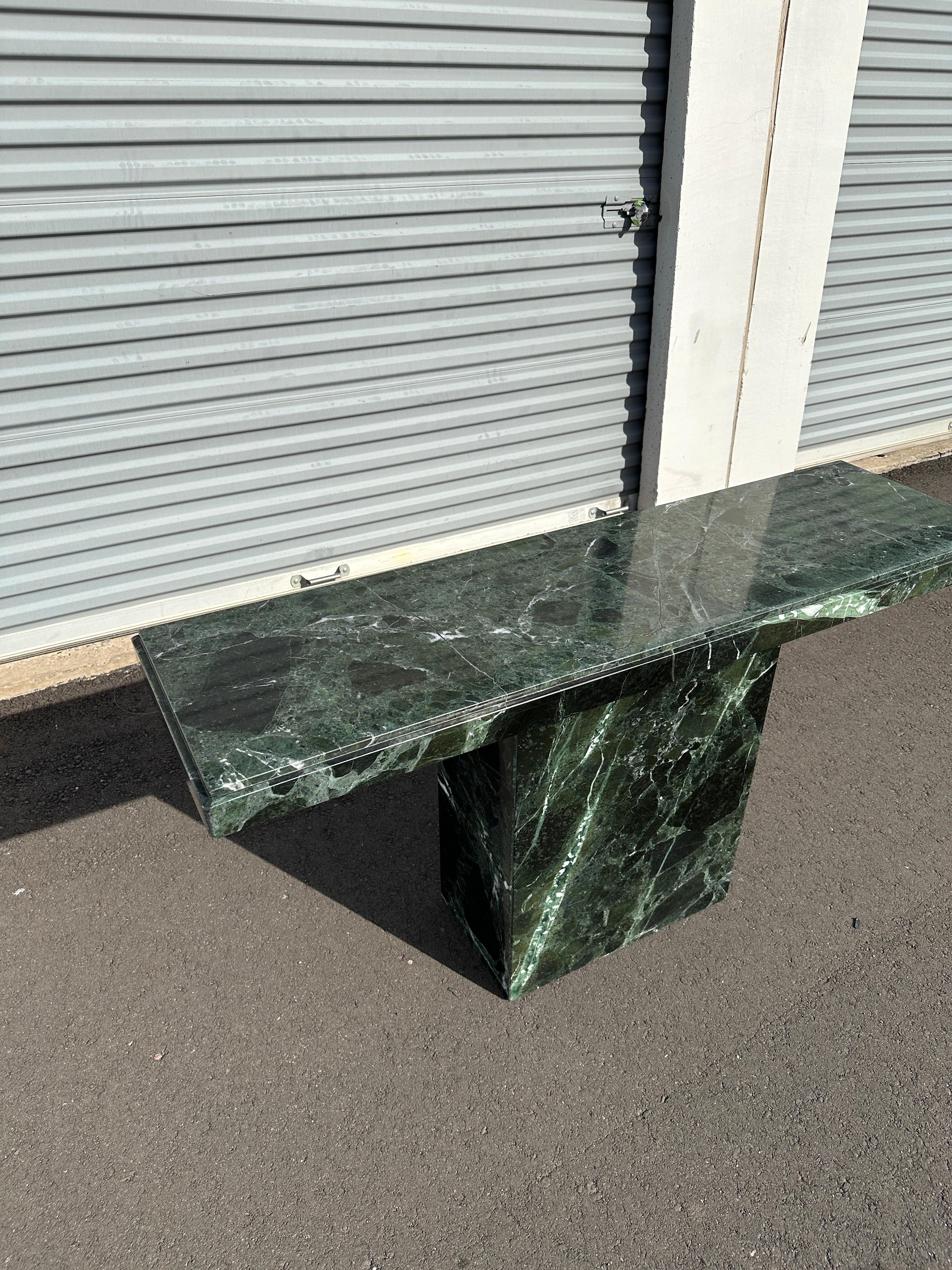 Late 20th Century Verde Alpi Green Marble Console Table For Sale 5