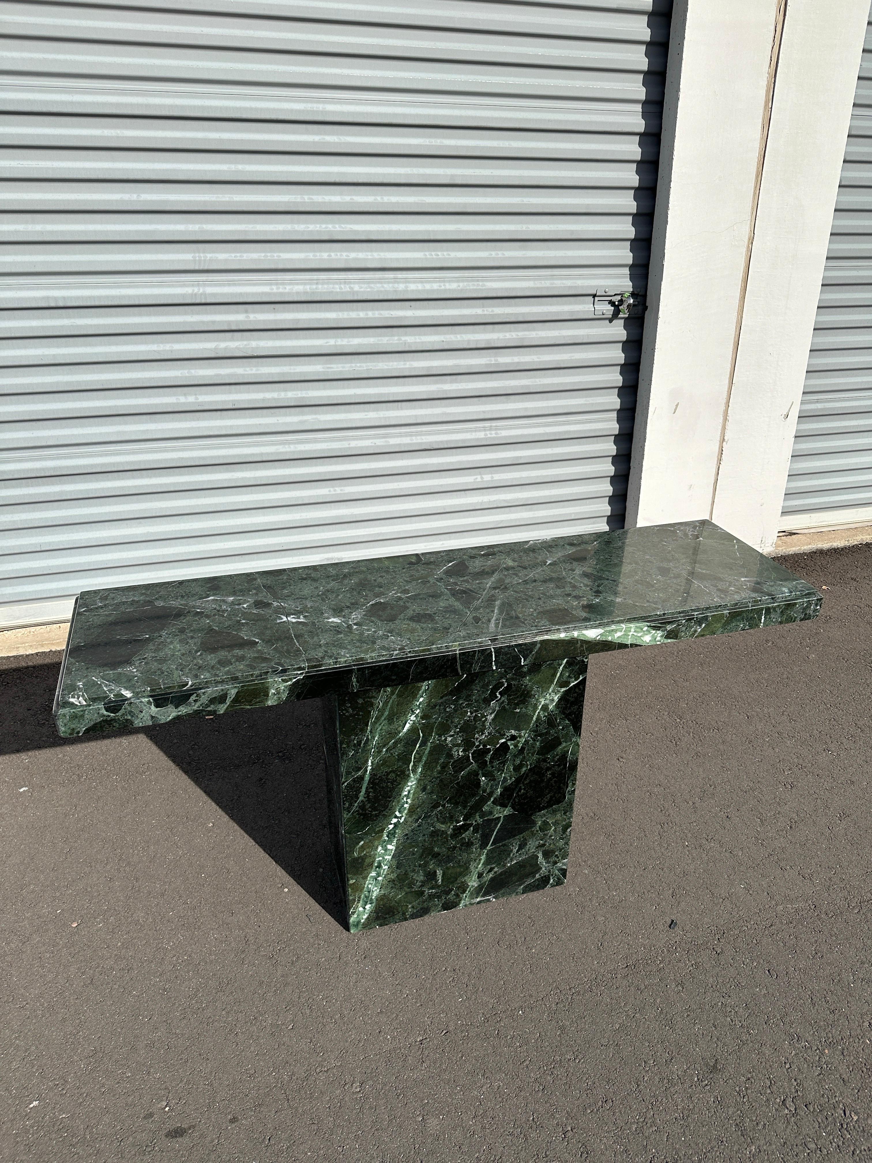 Late 20th Century Verde Alpi Green Marble Console Table For Sale 6