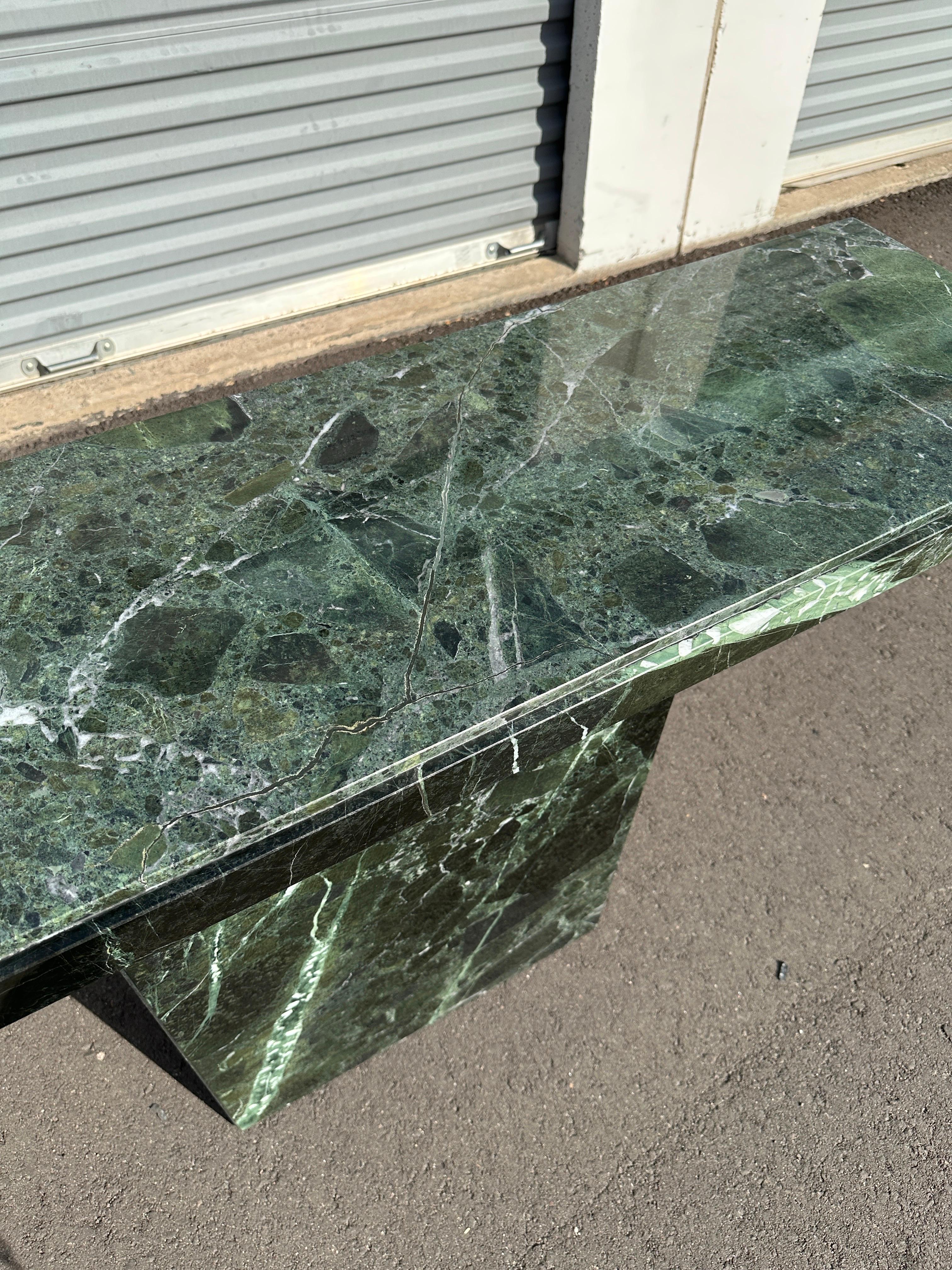 Late 20th Century Verde Alpi Green Marble Console Table For Sale 7