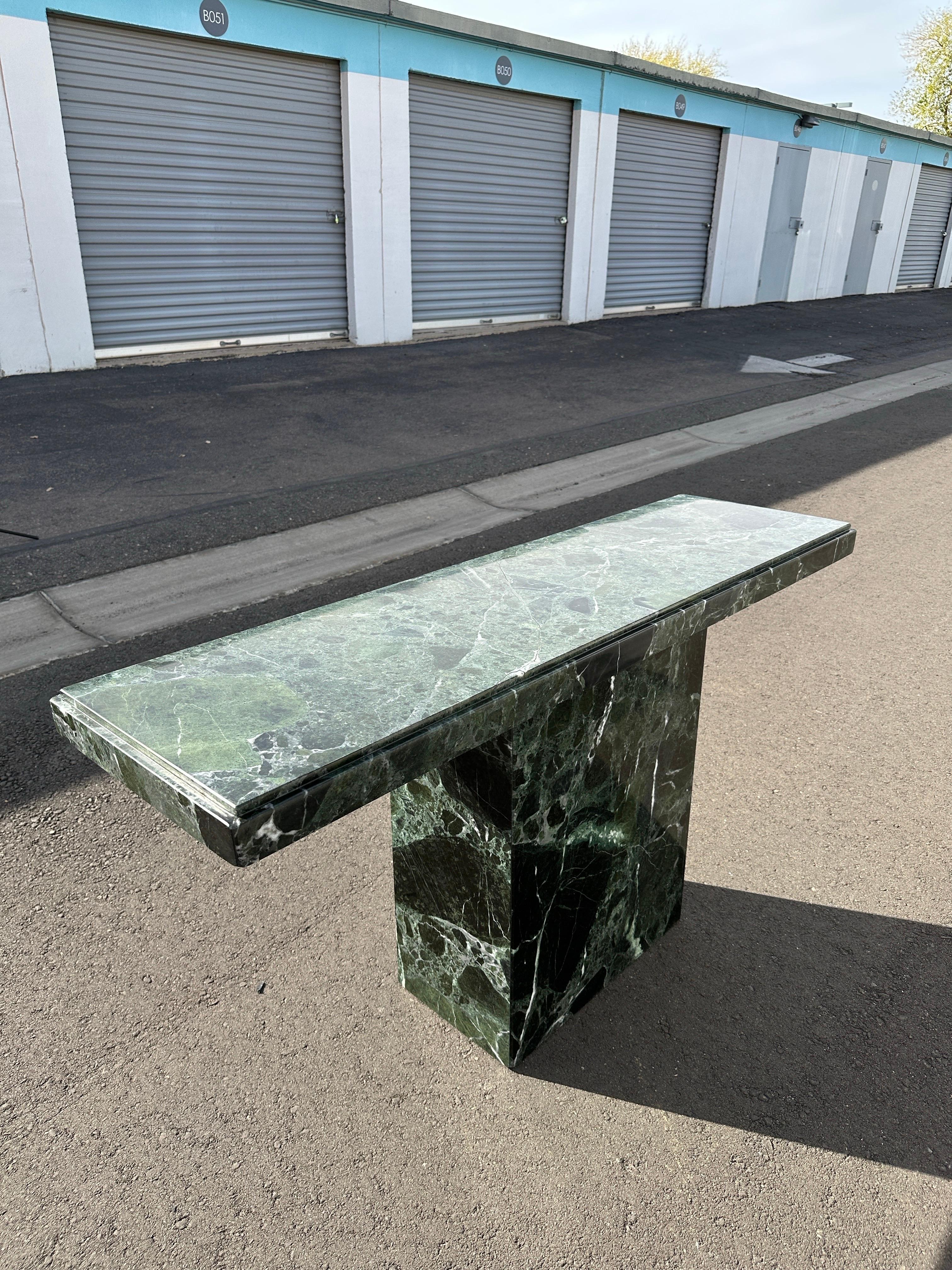Late 20th Century Verde Alpi Green Marble Console Table For Sale 8