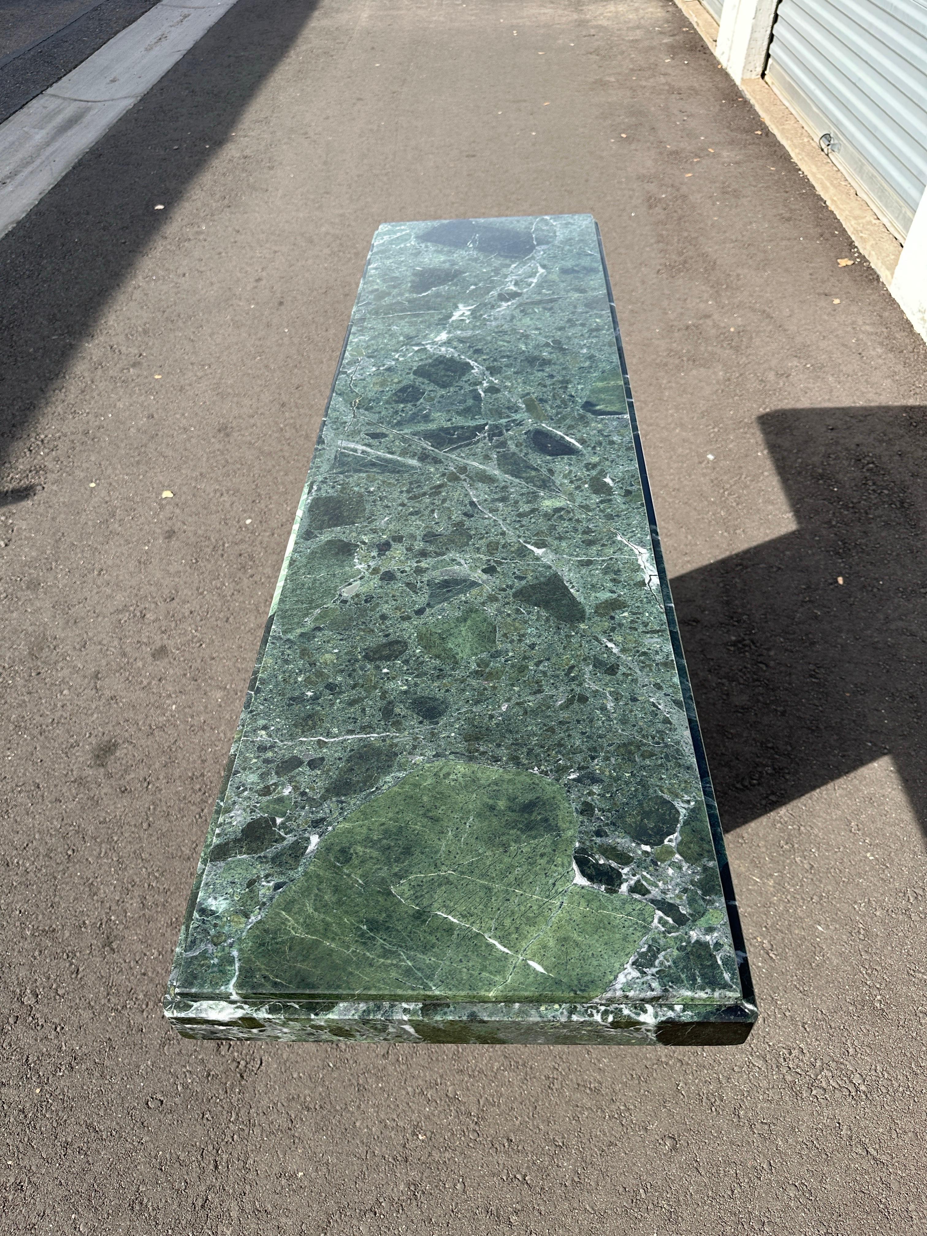 Late 20th Century Verde Alpi Green Marble Console Table In Excellent Condition For Sale In Tempe, AZ