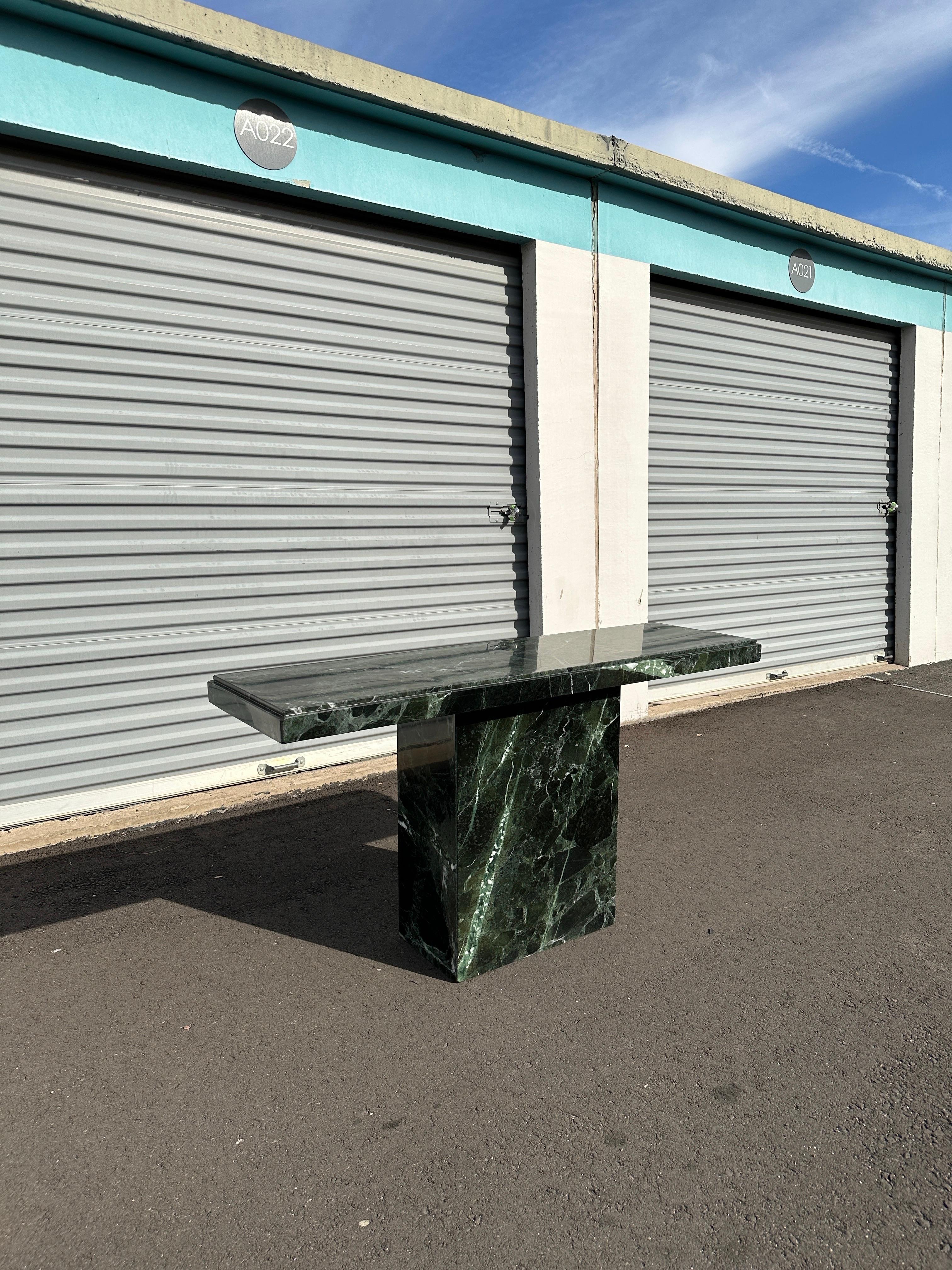 Late 20th Century Verde Alpi Green Marble Console Table For Sale 1