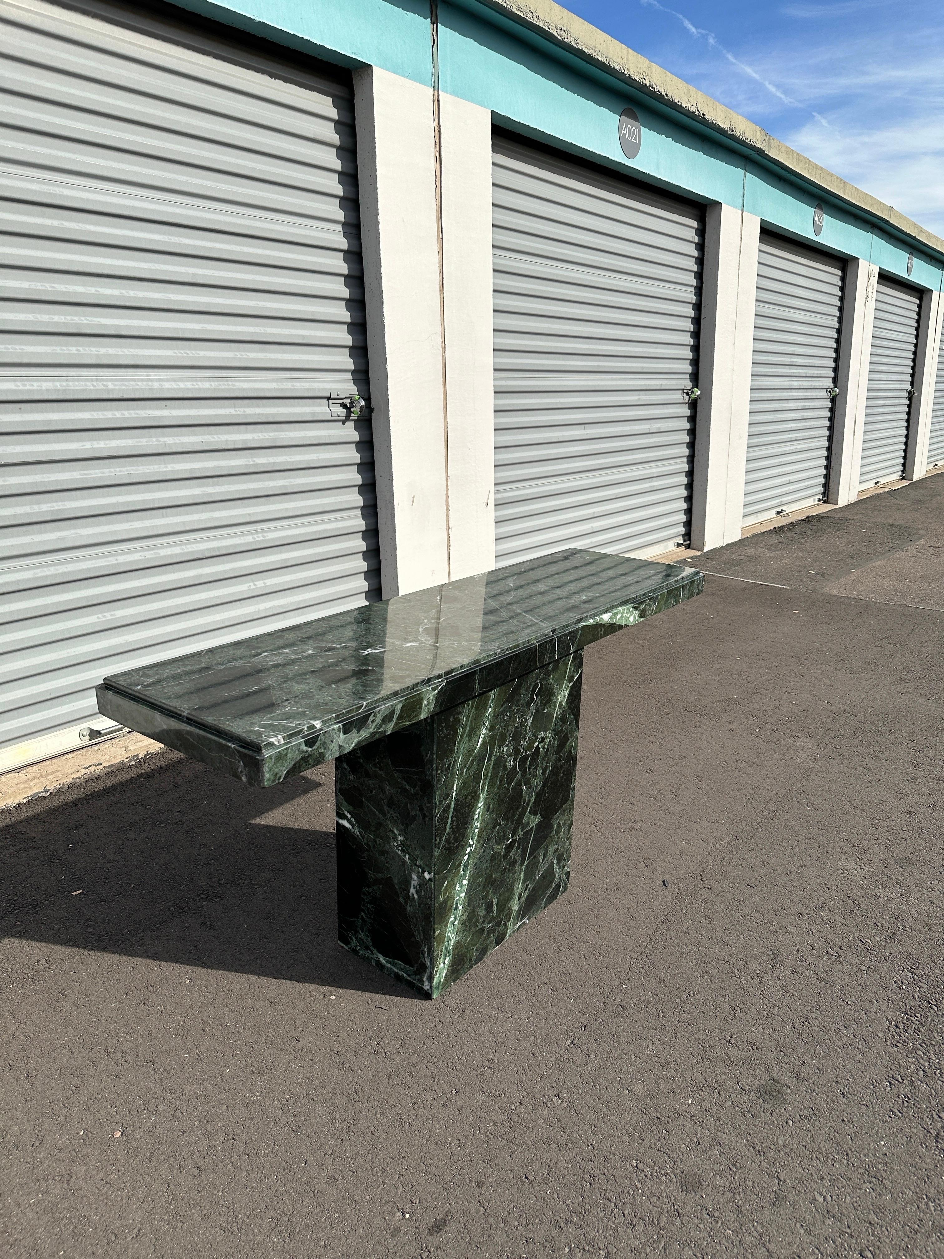 Late 20th Century Verde Alpi Green Marble Console Table For Sale 3