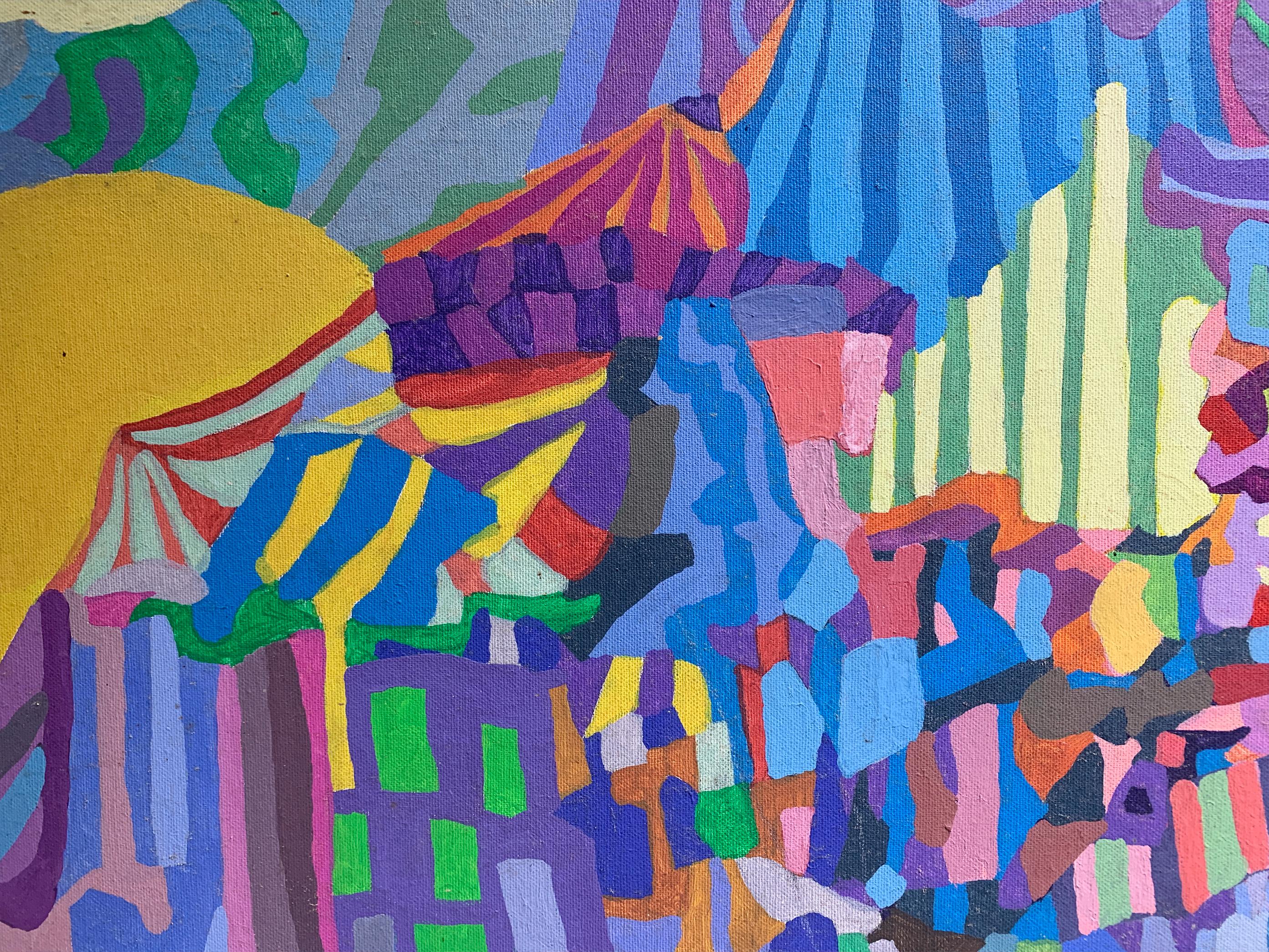 Ende des 20. Jahrhunderts Lebendige abstrakte Malerei, Sonne, Meer und Landschaft, signiert im Angebot 3