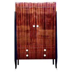 Late 20th Century Vintage Art Deco Ebony and Rosewood Custom Armoire After Ruhlm