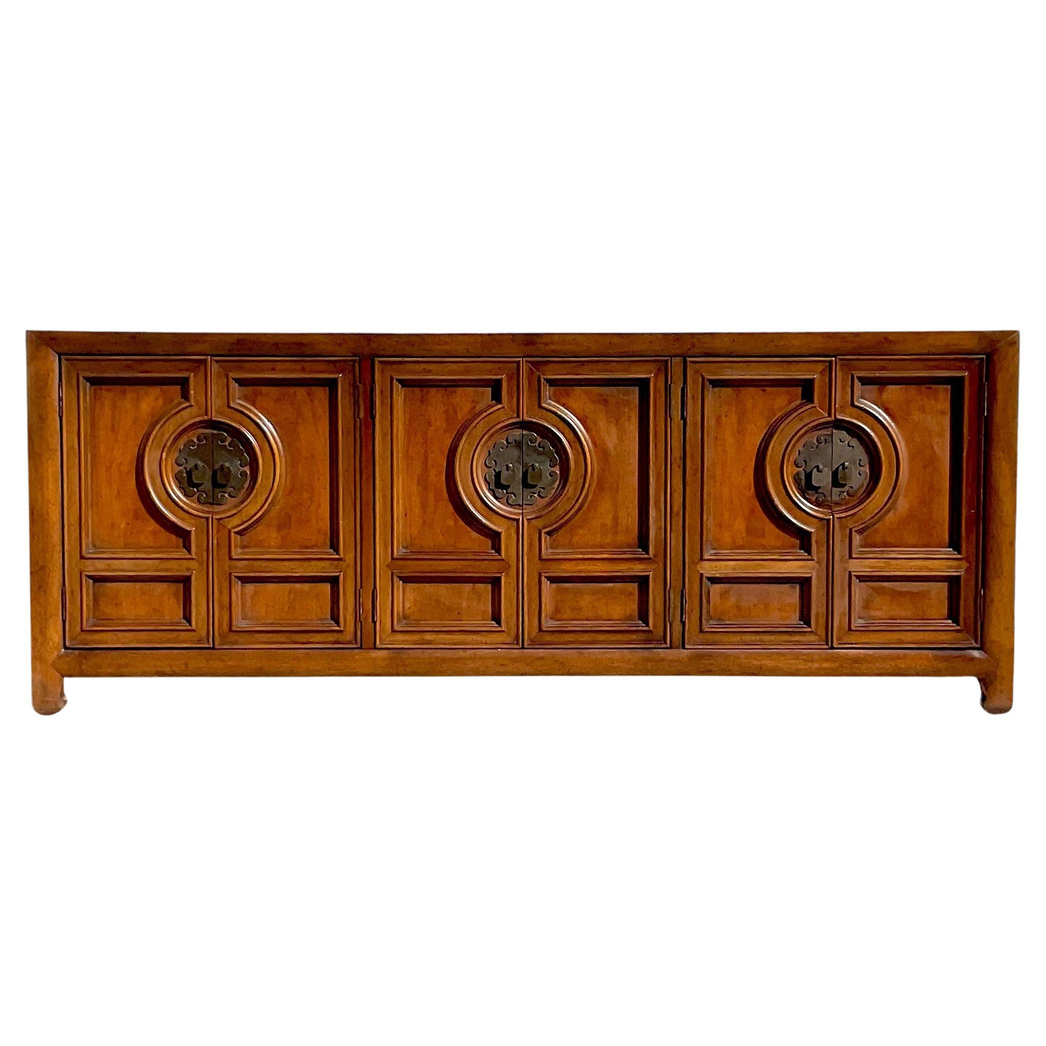 Late 20th Century Vintage Asian Century Furniture Medallion Credenza For Sale