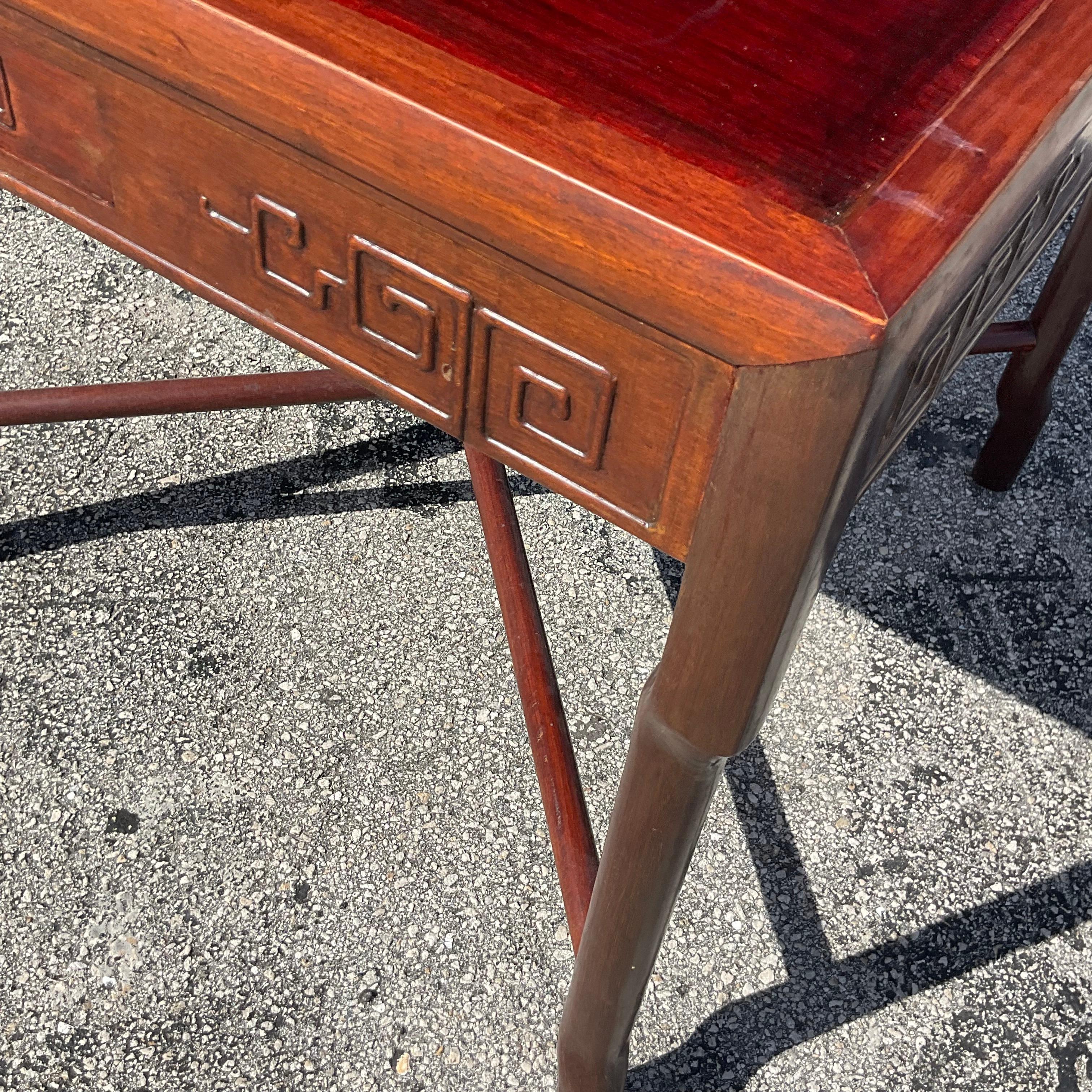 Late 20th Century Vintage Asian Fretwork Game Table For Sale 1