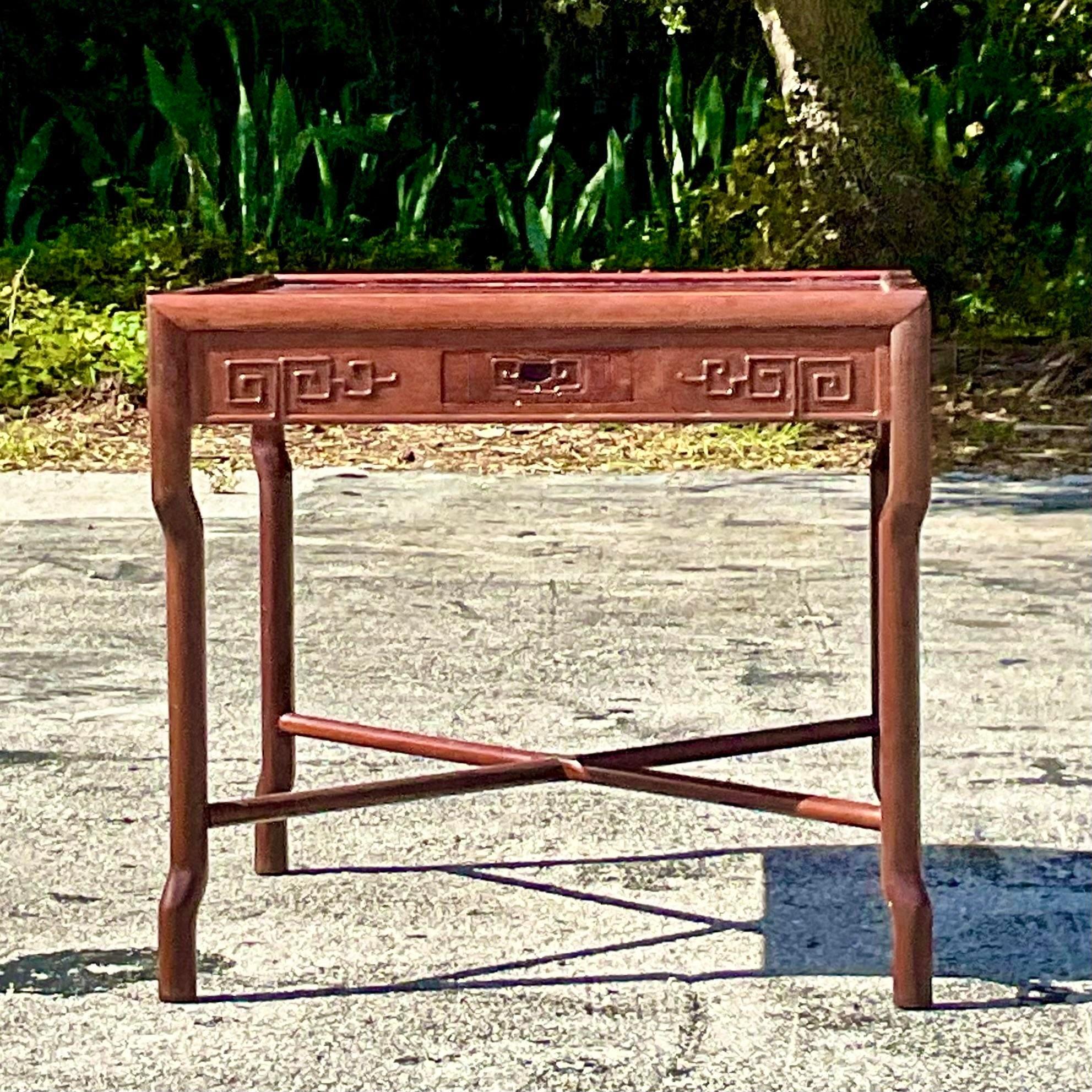Late 20th Century Vintage Asian Fretwork Game Table For Sale 3
