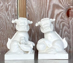 Late 20th Century Vintage Asian Glazed Ceramic Foo Dogs - a Pair