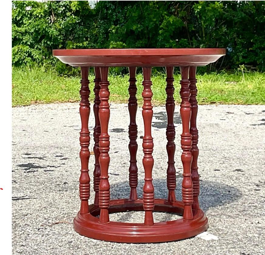 Late 20th Century Vintage Asian Lacquered Side Table In Good Condition For Sale In west palm beach, FL