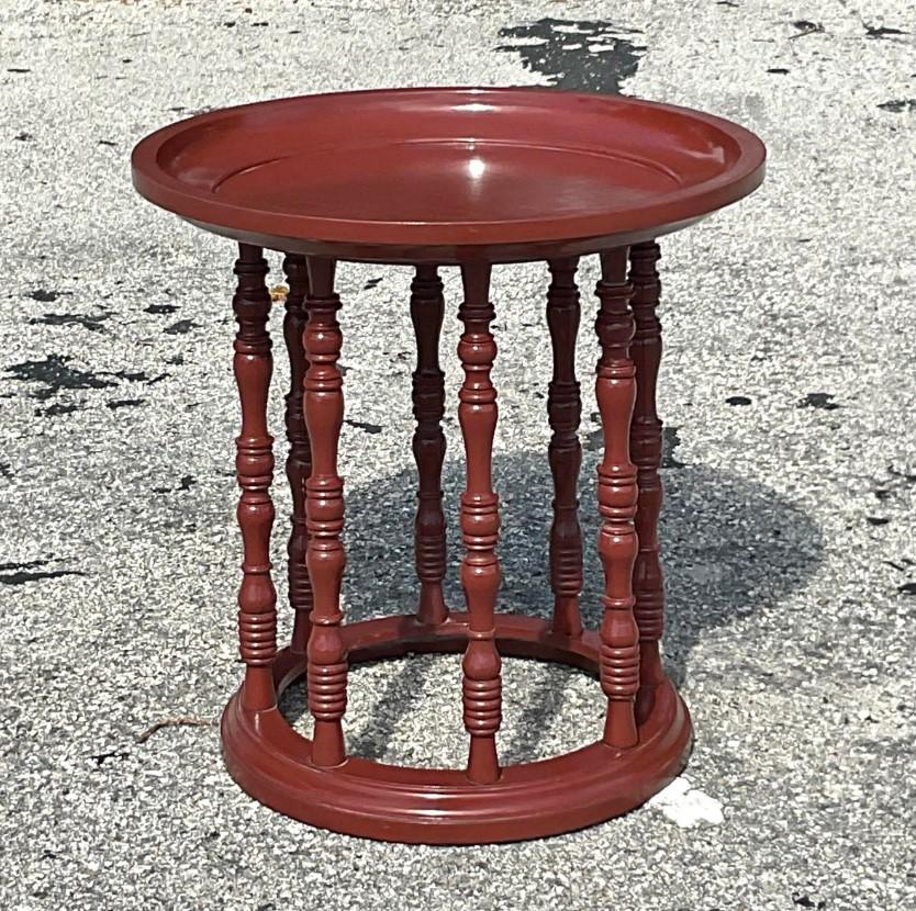 Late 20th Century Vintage Asian Lacquered Side Table For Sale 1