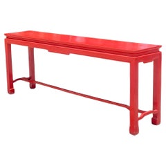 Late 20th Century Vintage Asian Red Lacquered Extra Long Ming Console Table