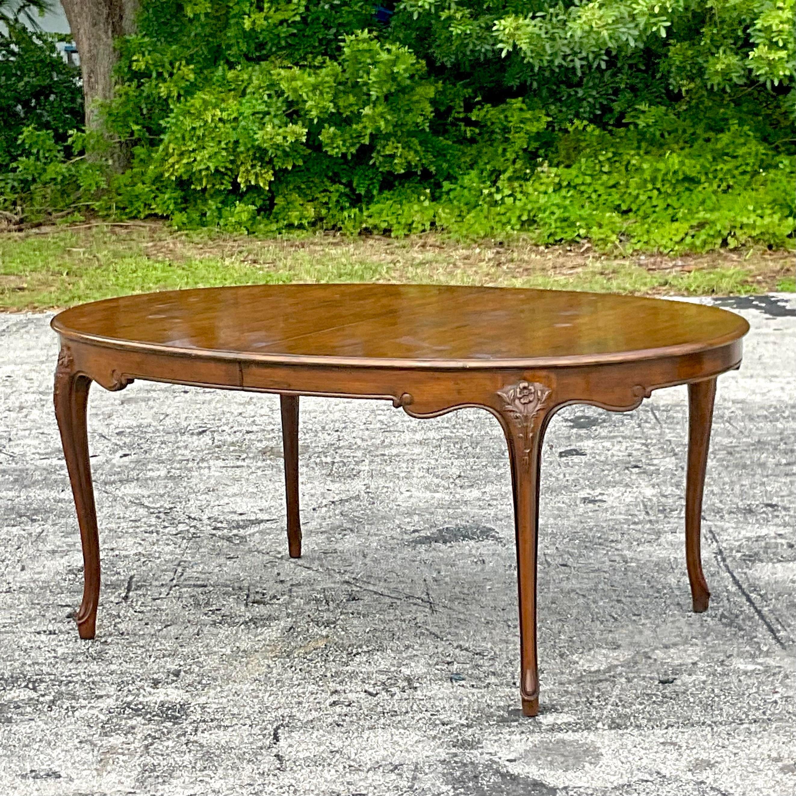 Late 20th Century Vintage Baker French Provincial Carved Oval Dining Table 5