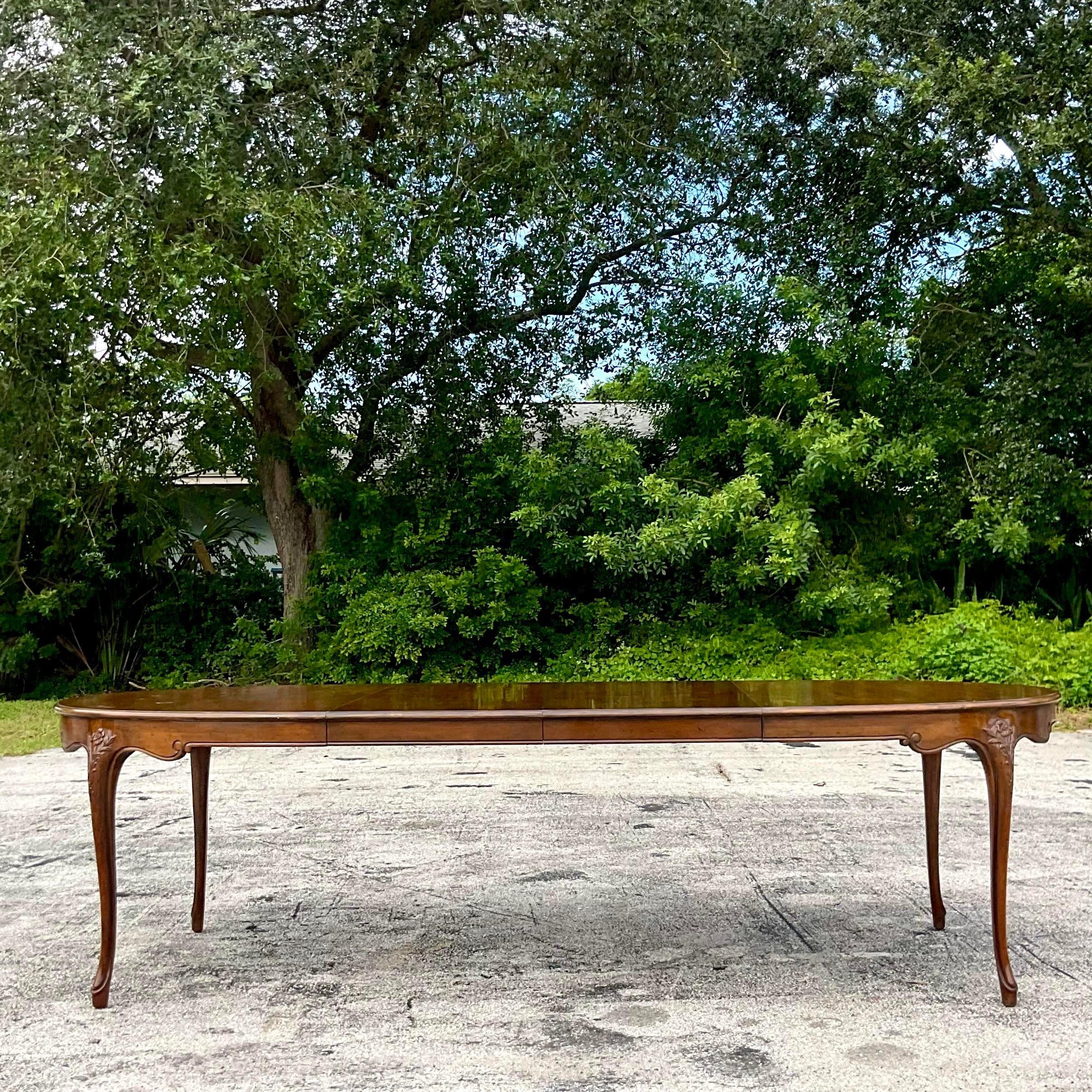 Late 20th Century Vintage Baker French Provincial Carved Oval Dining Table In Good Condition In west palm beach, FL
