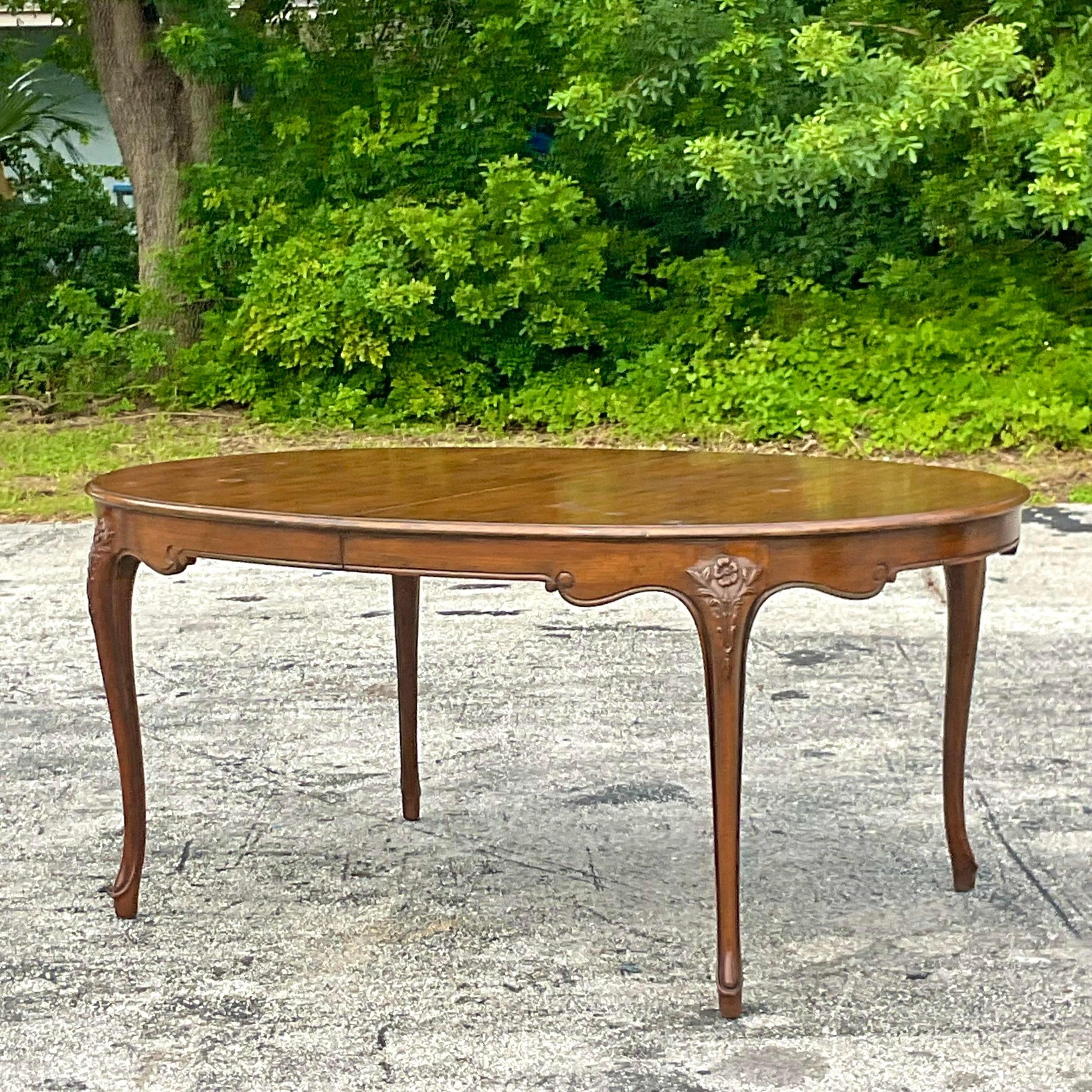 Late 20th Century Vintage Baker French Provincial Carved Oval Dining Table 3