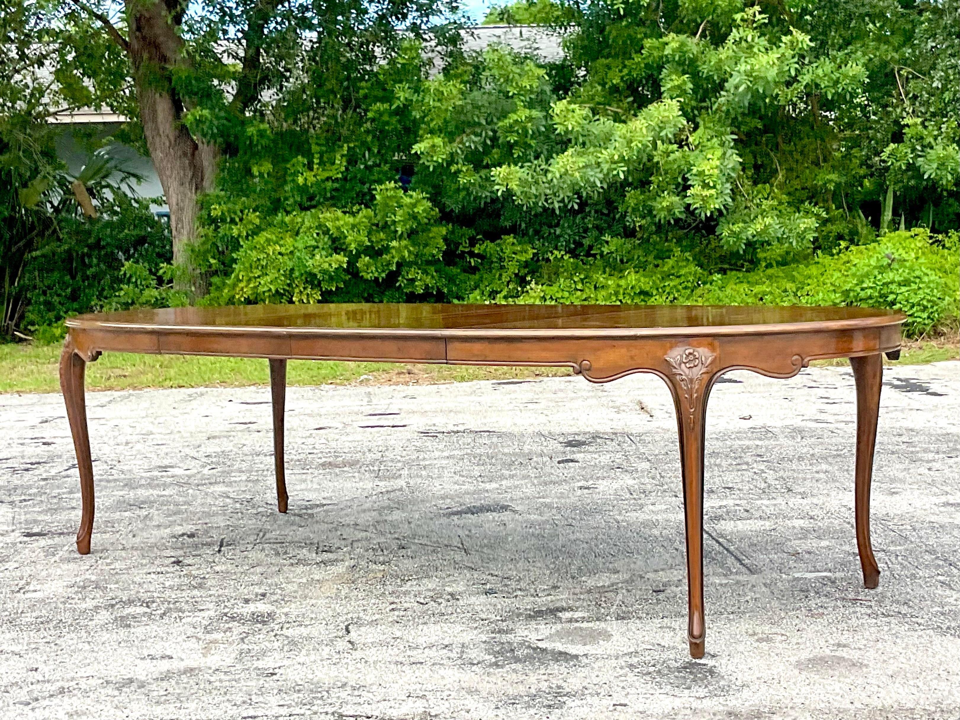 Late 20th Century Vintage Baker French Provincial Carved Oval Dining Table 4