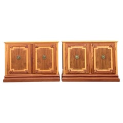Late 20th Century Vintage Baker Notched Wood Sideboards - a Pair