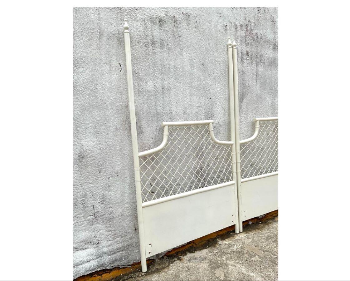 Late 20th Century Vintage Bamboo Coastal Twin Headboards - Pair In Good Condition For Sale In west palm beach, FL