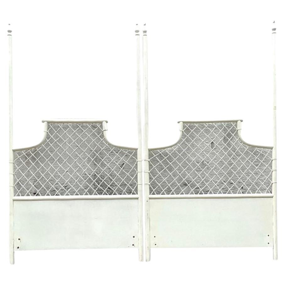 Late 20th Century Vintage Bamboo Coastal Twin Headboards - Pair For Sale