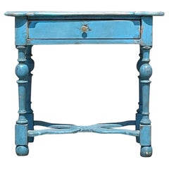 Late 20th Century Vintage Blue Wooden Nightstand