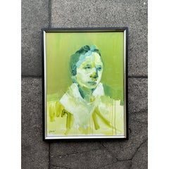 Late 20th Century Vintage Boho Abstract Figurative Portrait on Canvas