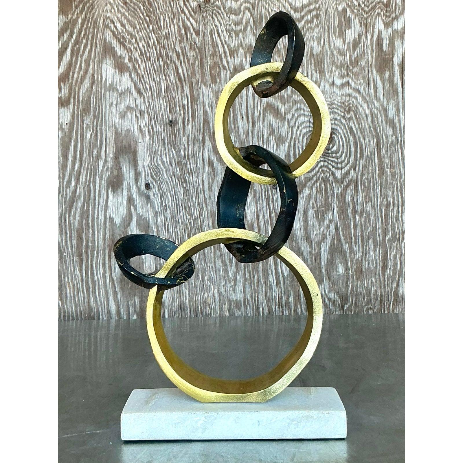 Americano Scultura ad anelli astratta boho della fine del XX secolo in vendita