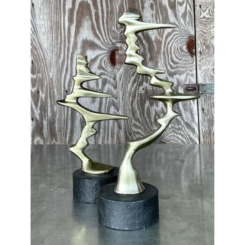 Brutalismo Scultura astratta boho della fine del XX secolo - Set di 2 pezzi in vendita