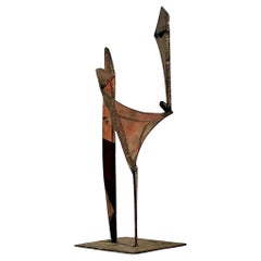 Fin du 20ème siècle Vintage Boho Abstract Torch Cut Steel Sculpture