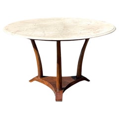 Vintage Boho Alfonso Marina Lecce Dreibein-Tisch mit Steinplatte aus dem späten 20. Jahrhundert
