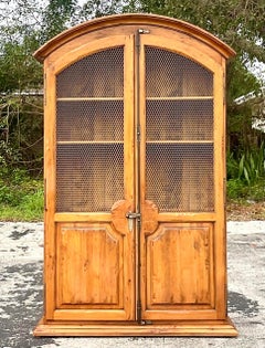 Late 20th Century Vintage Boho Arched Pine Armoire