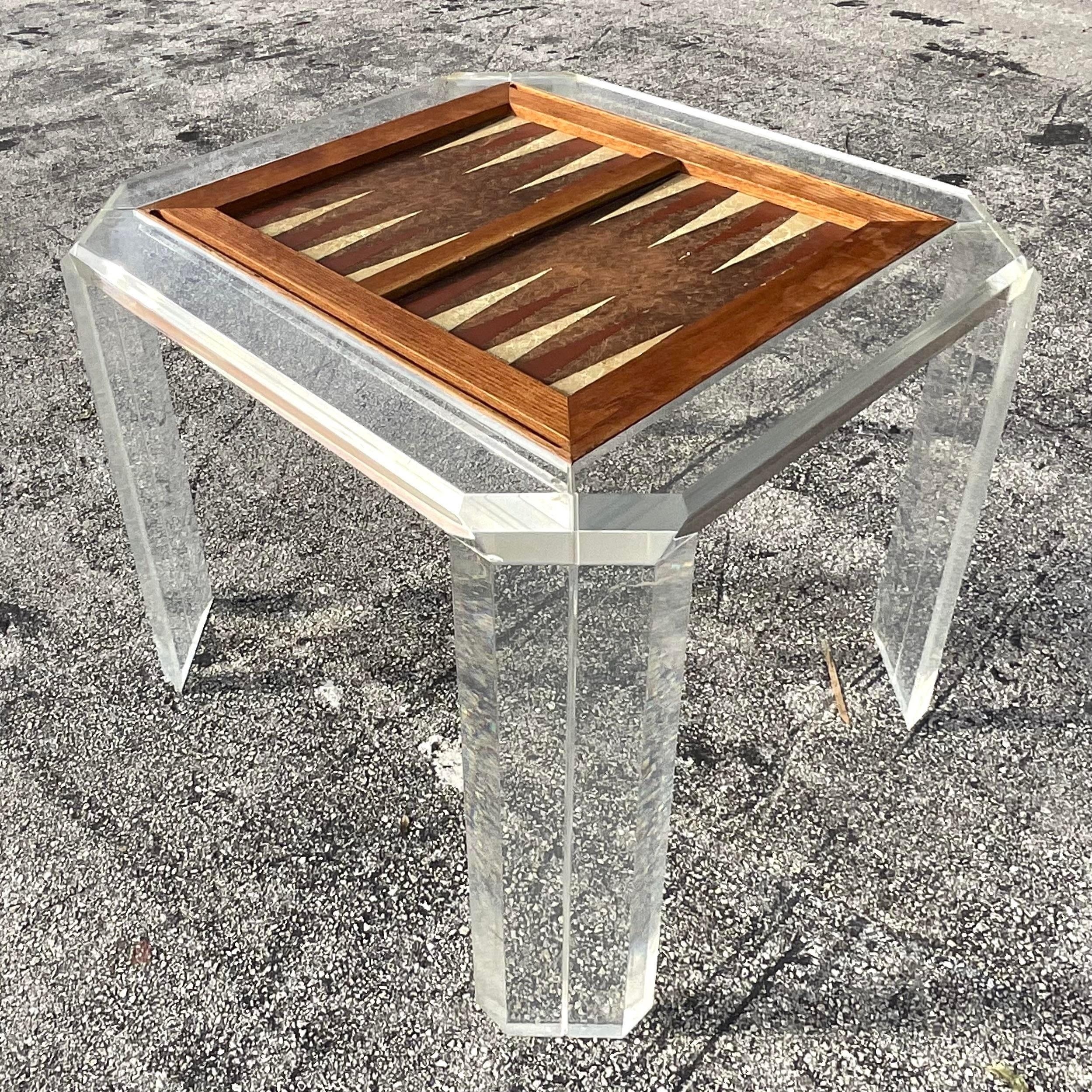 American Late 20th Century Vintage Attributed to Charles Hollis Jones Lucite Game Table