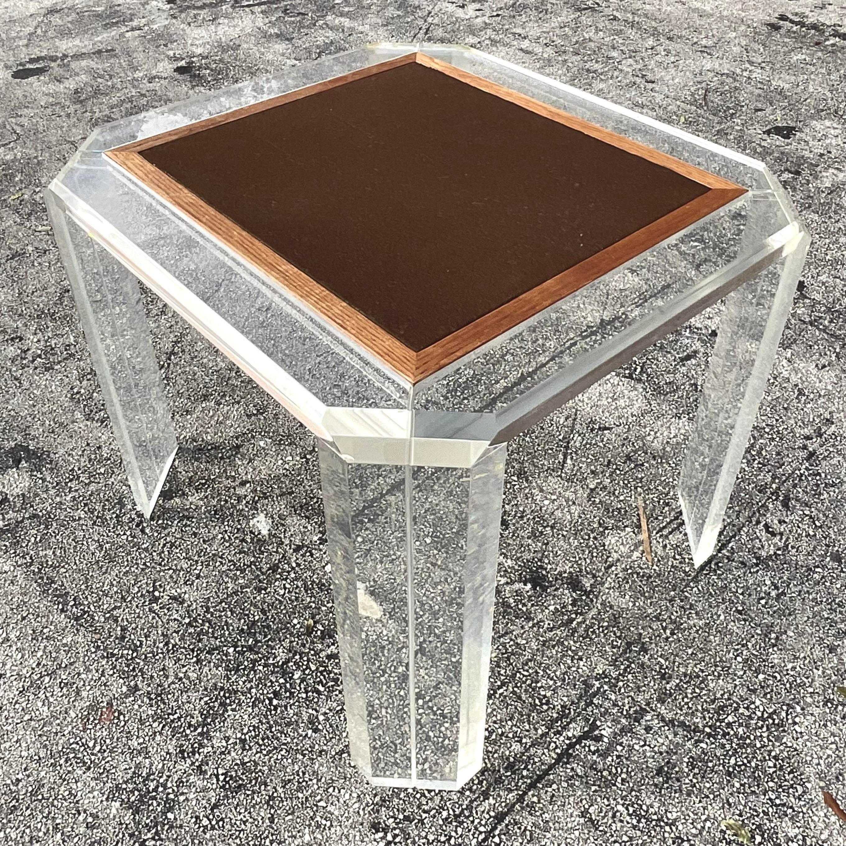 Late 20th Century Vintage Attributed to Charles Hollis Jones Lucite Game Table In Good Condition In west palm beach, FL