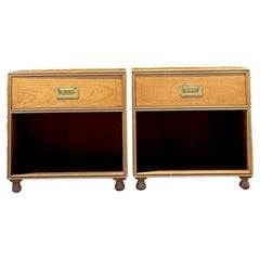 Late 20th Century Vintage Boho Baker Campaign Nightstands - a Pair
