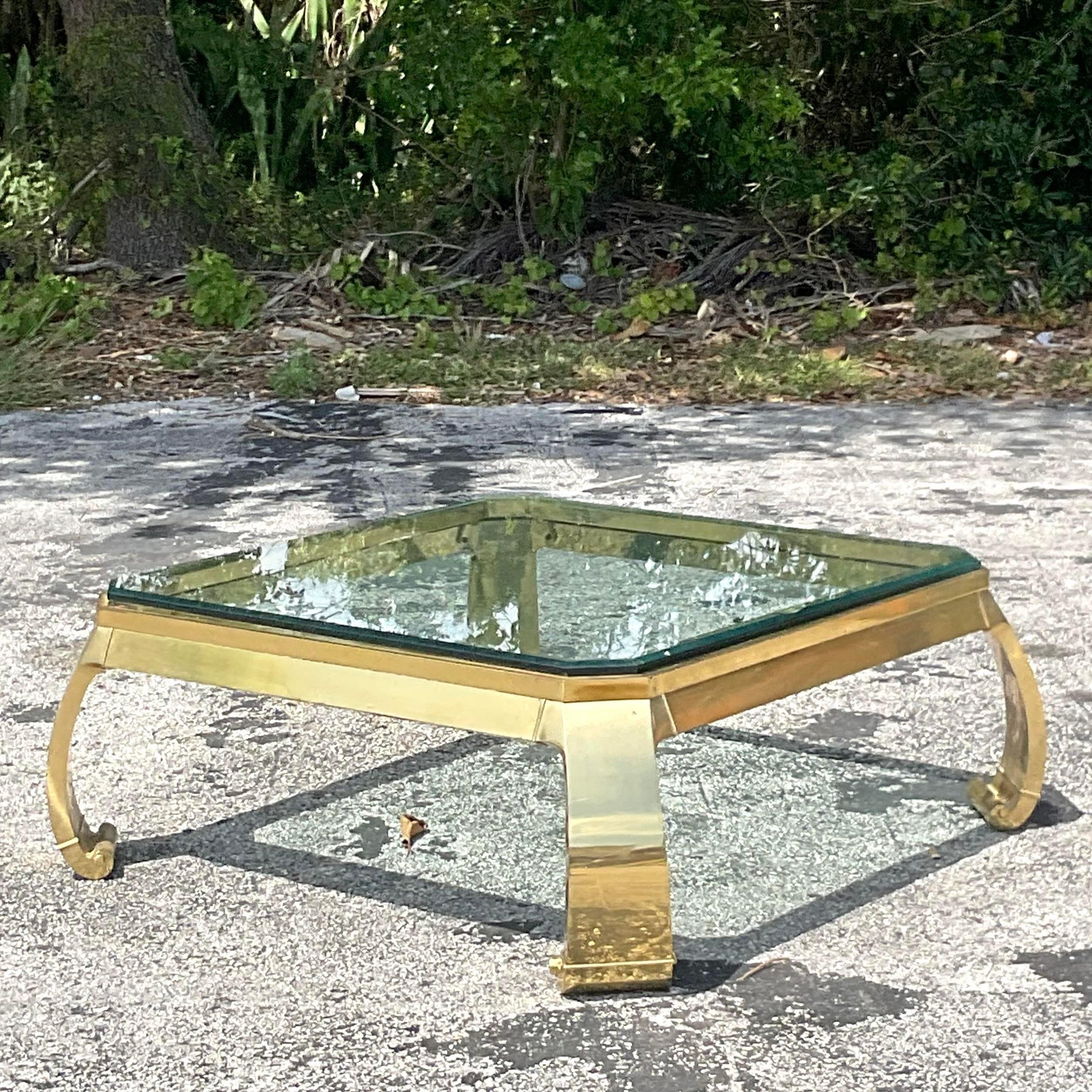 American Late 20th Century Vintage Boho Bass Ming Dining Table After Mastercraft For Sale