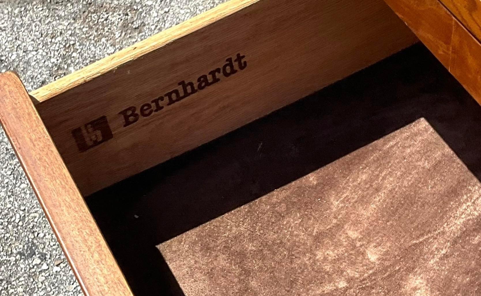 Late 20th Century Vintage Boho Bernhardt Patch Burl Wood Dry Bar In Good Condition For Sale In west palm beach, FL