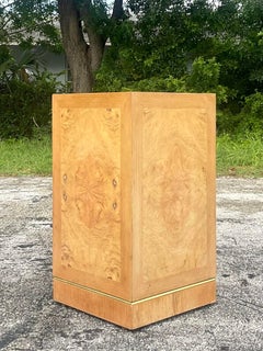 Late 20th Century Vintage Boho Book Matched Burl Wood Pedestal