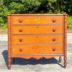 Late 20th Century Vintage Boho Carved Burl Wood Chest of Drawers