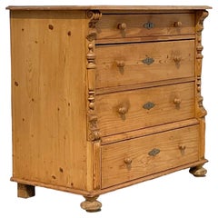 Late 20th Century Retro Boho Carved Knotty Pine Chest of Drawers