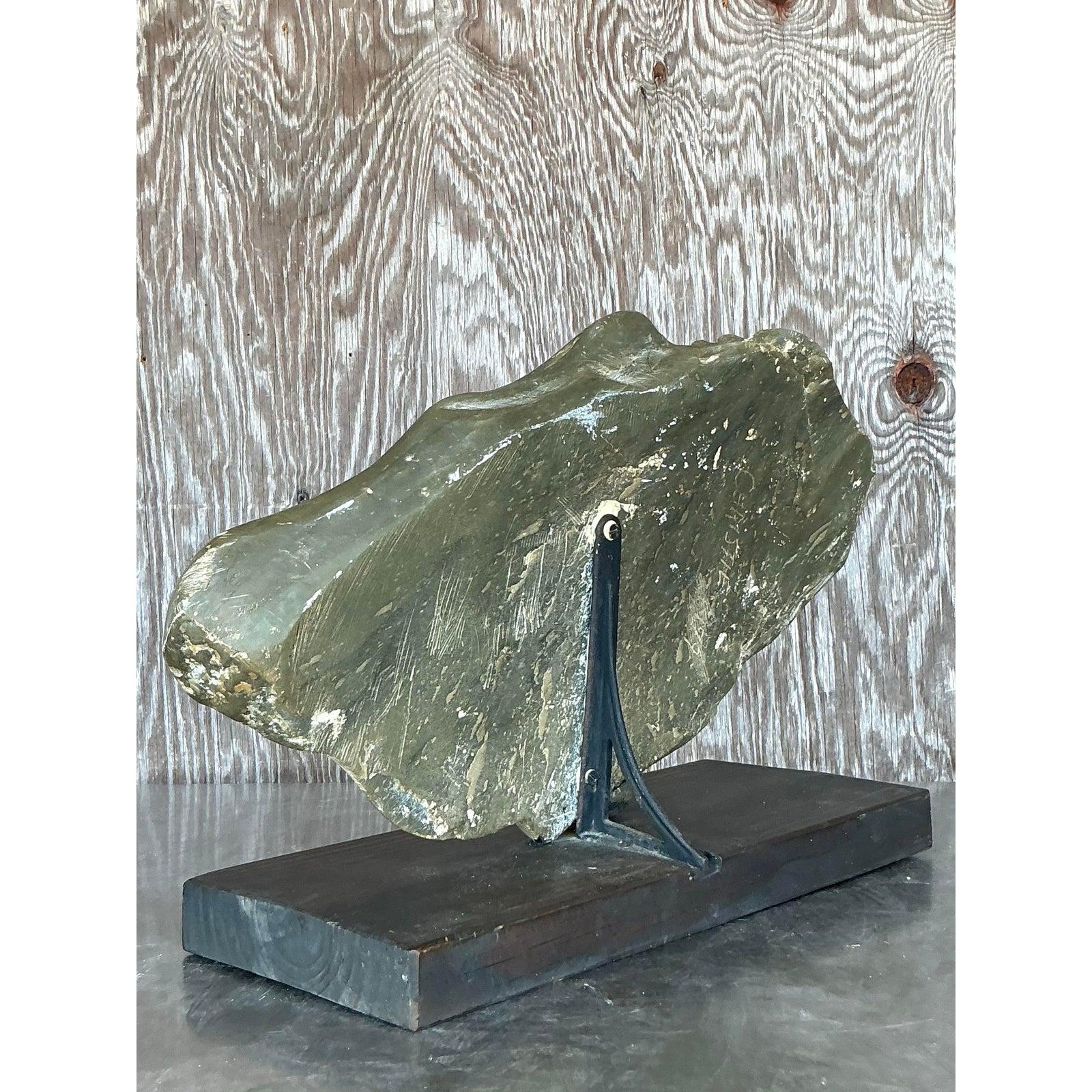 Busto di mucca in pietra ollare intagliato alla fine del 20° secolo, vintage e boho In condizioni buone in vendita a West Palm Beach, FL