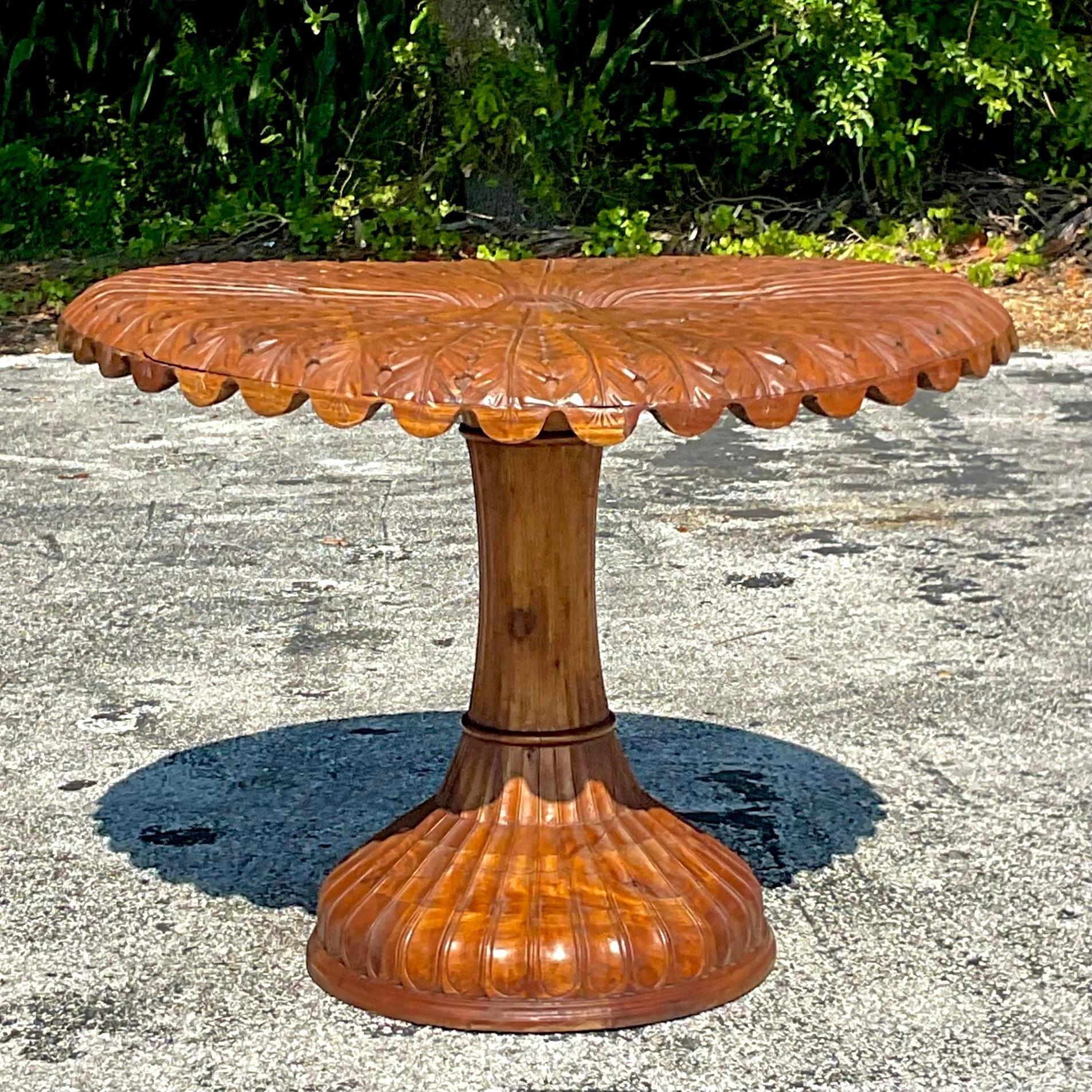 Américain Fin du 20ème siècle Vintage Boho Wood Wood Center Hall Table en vente