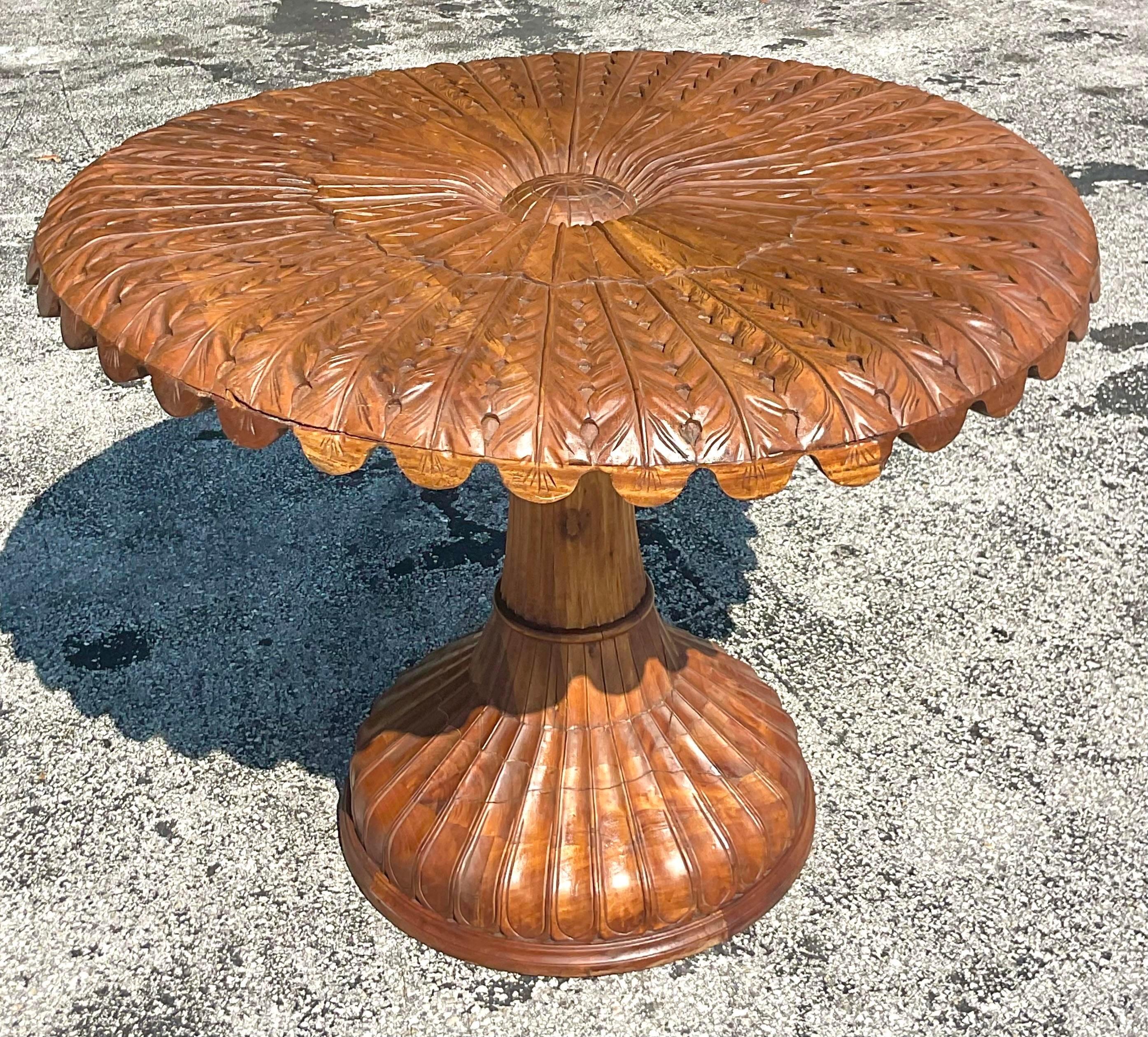 Fin du 20ème siècle Vintage Boho Wood Wood Center Hall Table Bon état - En vente à West Palm Beach, FL