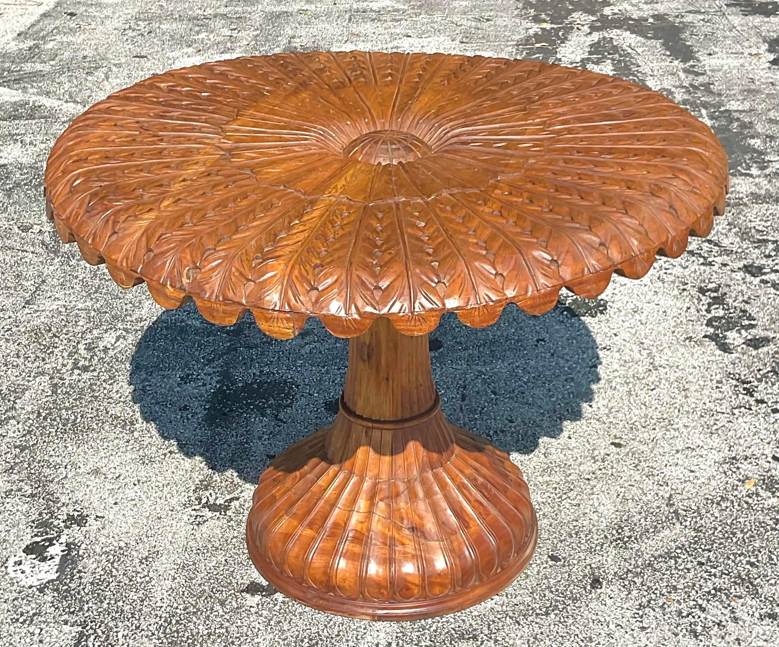 20ième siècle Fin du 20ème siècle Vintage Boho Wood Wood Center Hall Table en vente